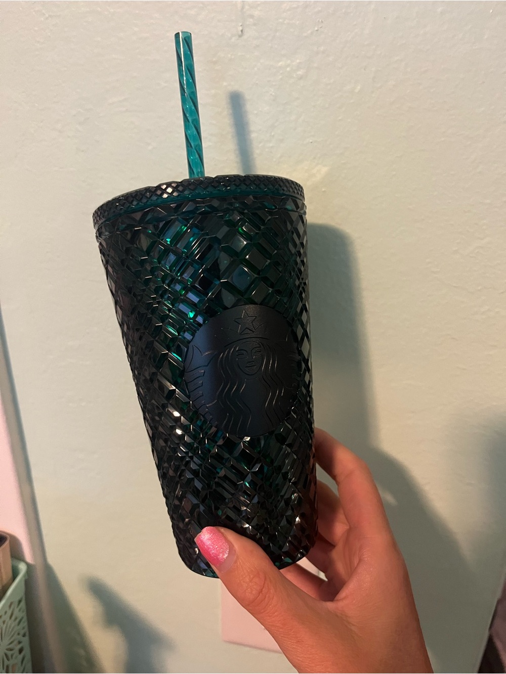 Starbucks Dark Teal Textured Cold Cup with Straw